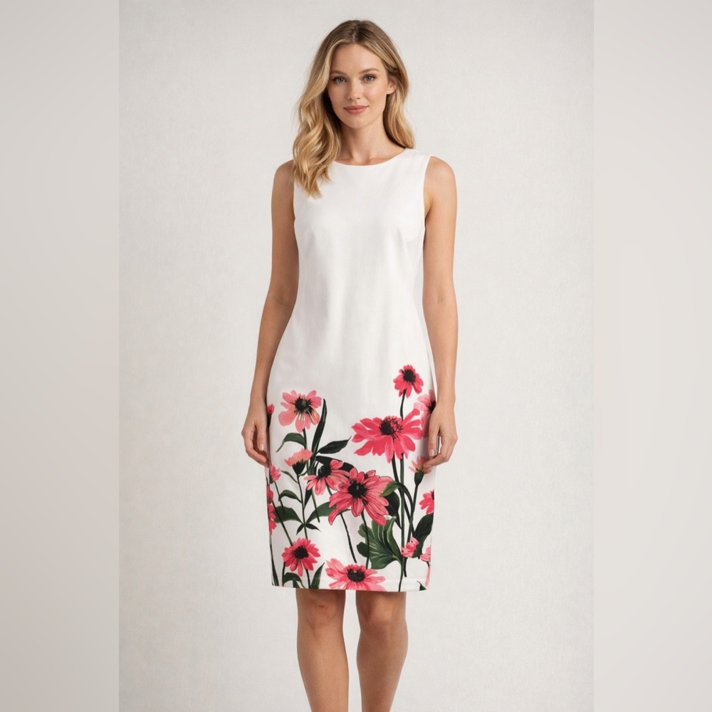 Off white Calvin Klein dress with floral print